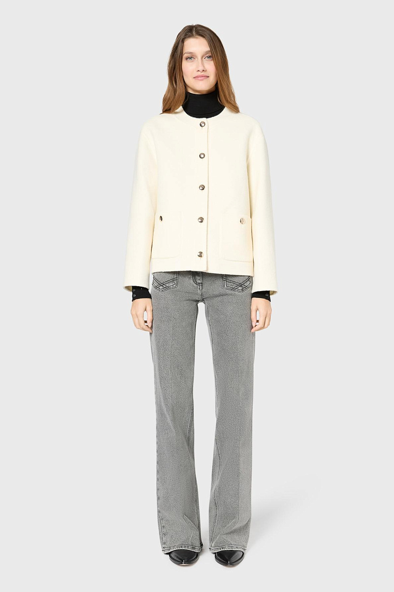 Жакет из смесовой шерсти с круглым вырезом