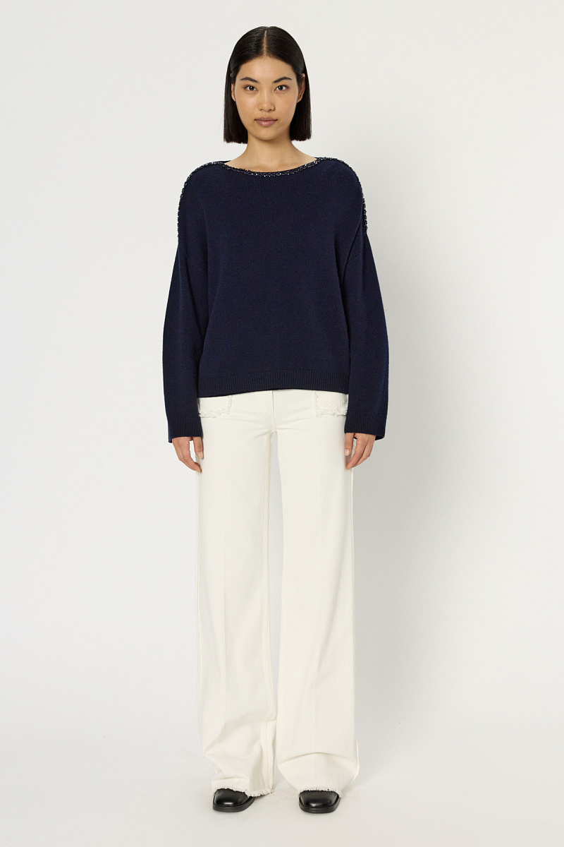 ESME - Свободный джемпер из 100% шерсти со стразами