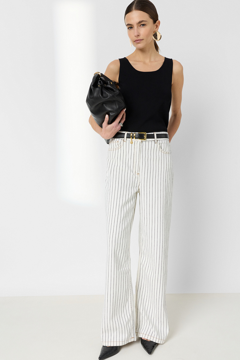 AMALIAH - Белые широкие джинсы в тонкую полоску
