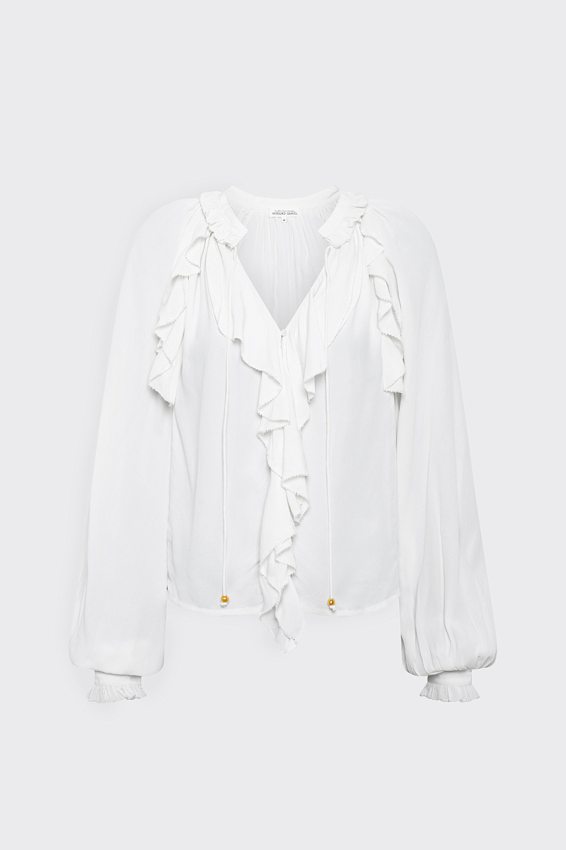 AGNELLA - Блуза из сатинового крепа с оборками