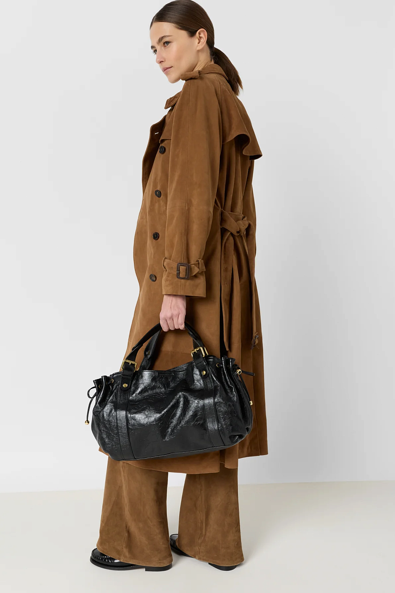 JUDY - Тренч из замши в оттенке корицы