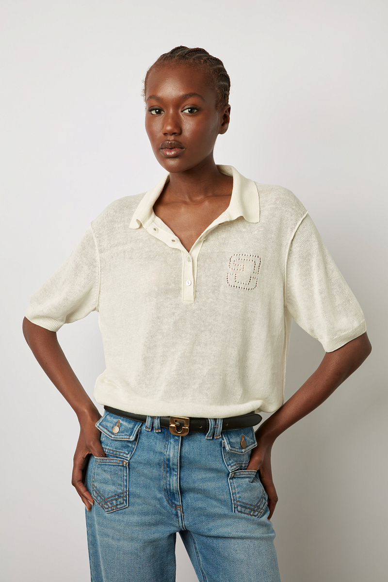 LANA - Рубашка-поло из смесового льна