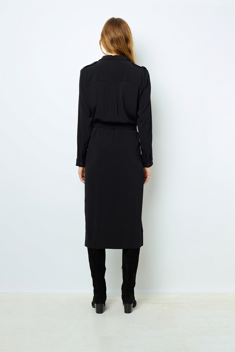 SIRENA - Черное макси-платье с вырезом на шнуровке