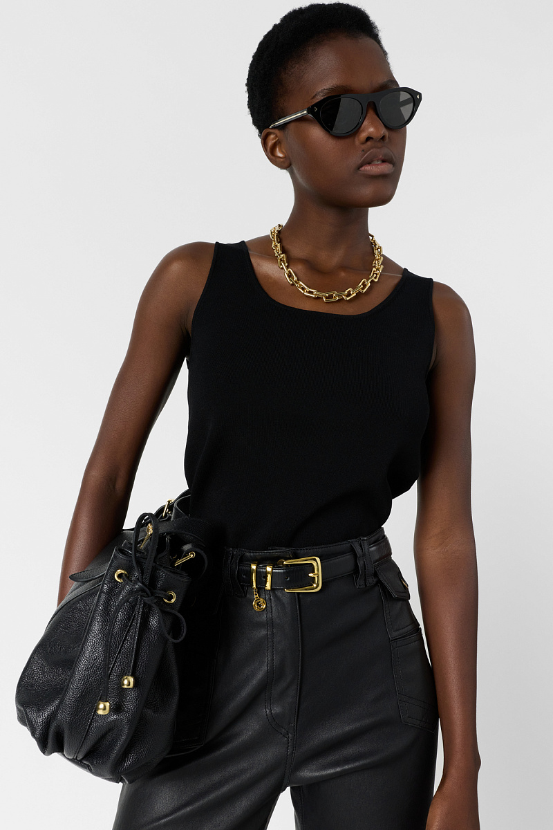 LUCINA - Черный базовый топ из микрофибры