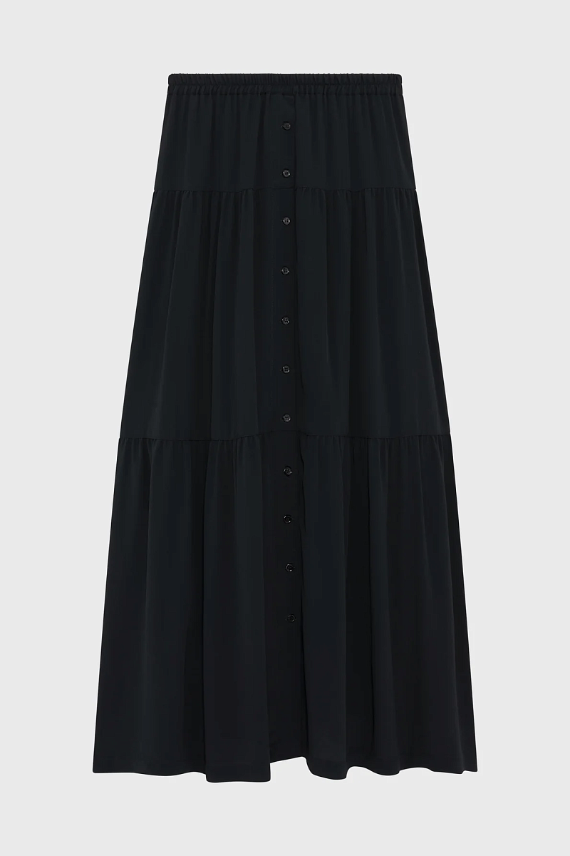 NAELA - Длинная черная юбка с оборками