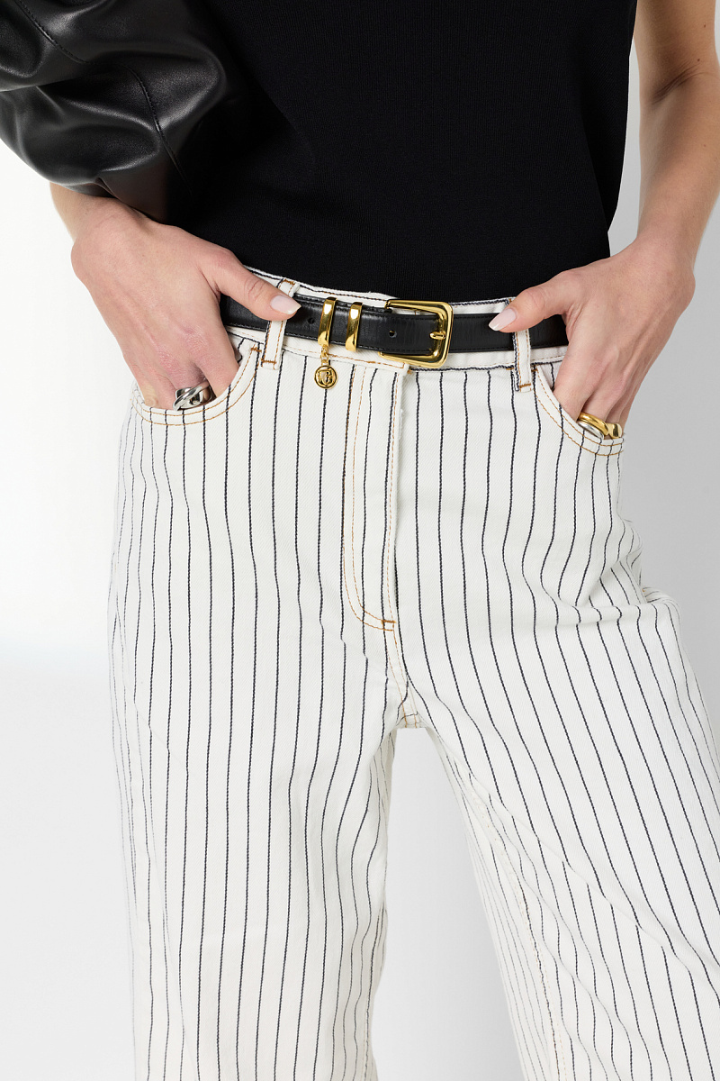 AMALIAH - Белые широкие джинсы в тонкую полоску