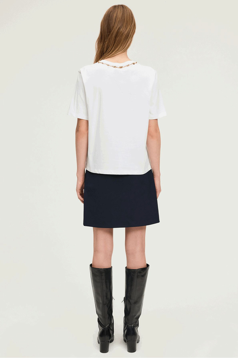 HASNA - Футболка с бисером на линии выреза