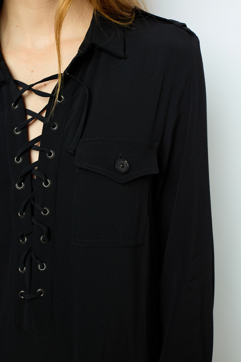 SIRENA - Черное макси-платье с вырезом на шнуровке