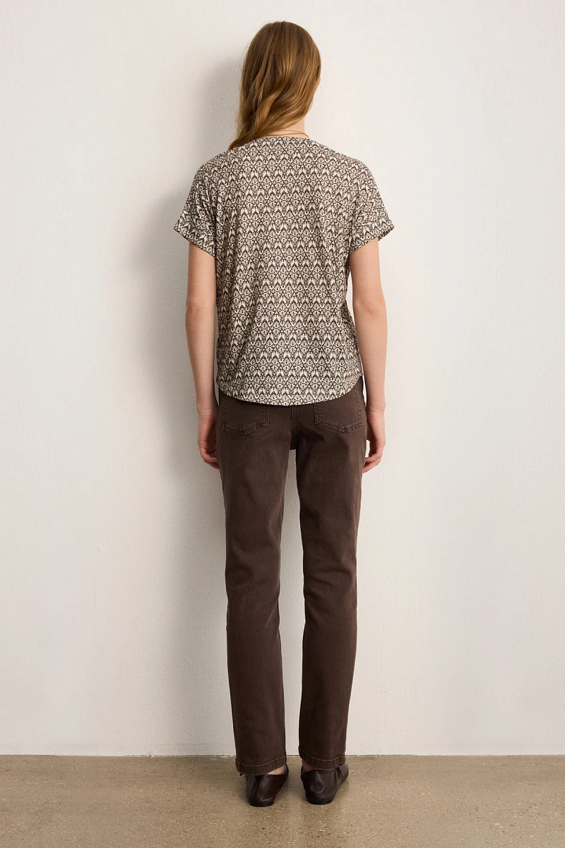 TIALY - Футболка из хлопка с V-образным вырезом и принтом