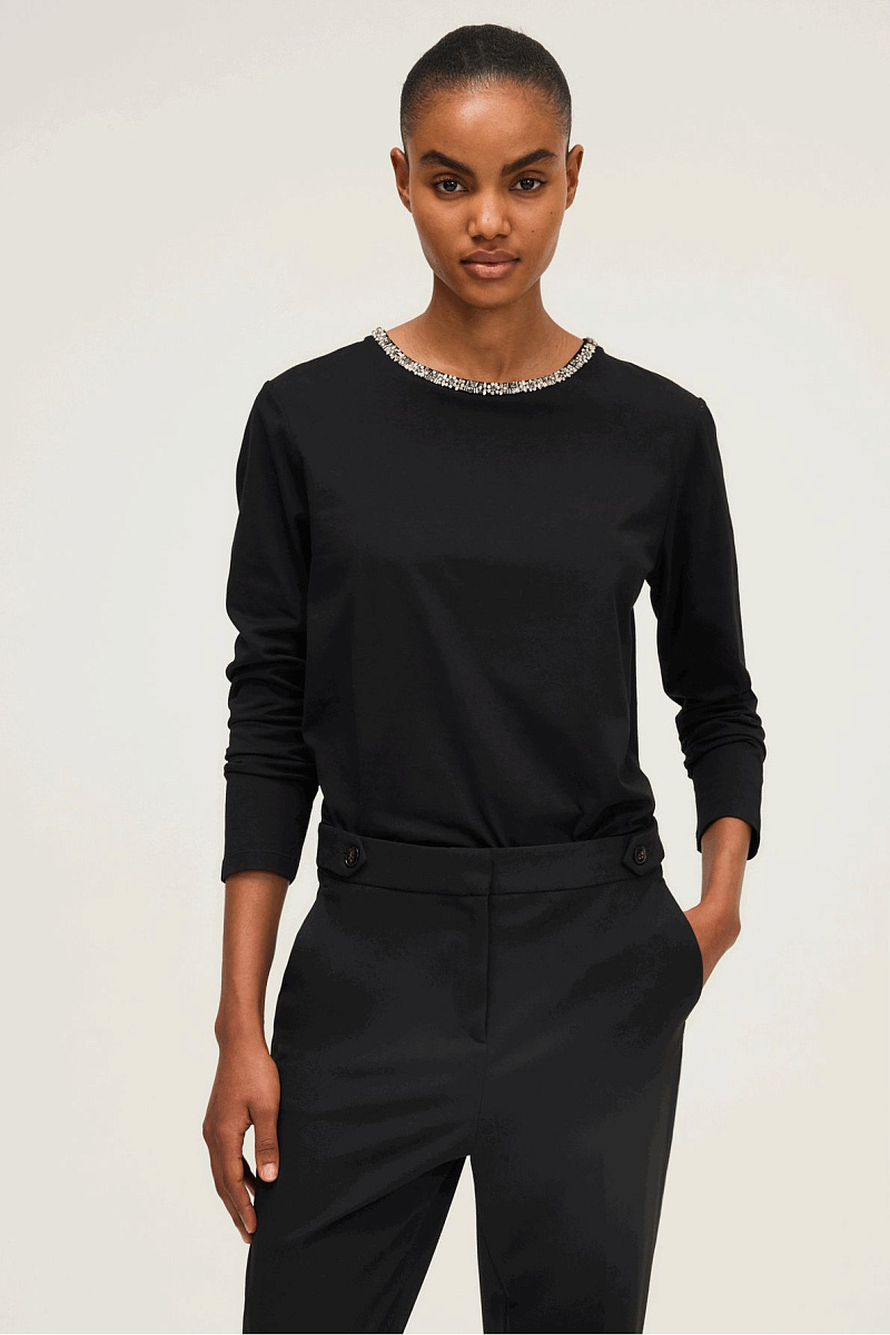 HARRIETTE - Лонгслив из 100%  хлопка со стразами