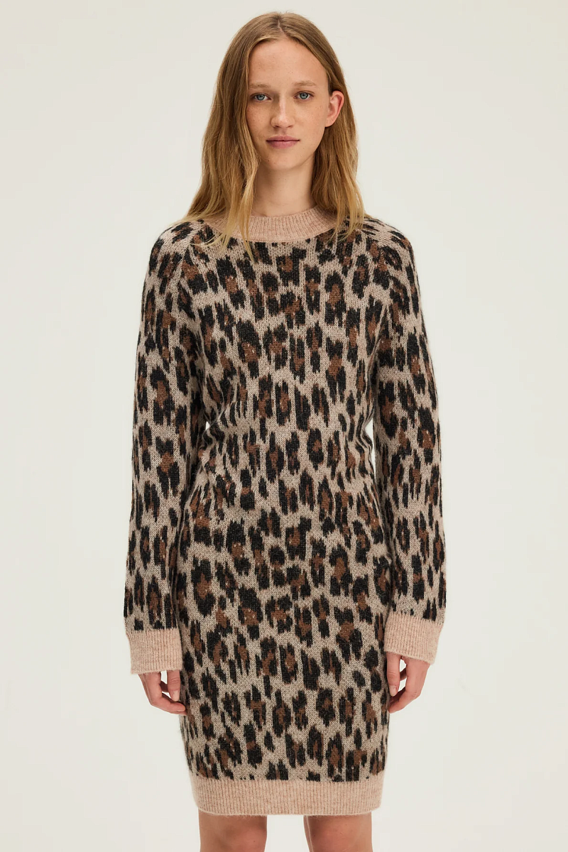 LULIANE - Трикотажное платье из смесовой шерсти альпака с леопардовым узором
