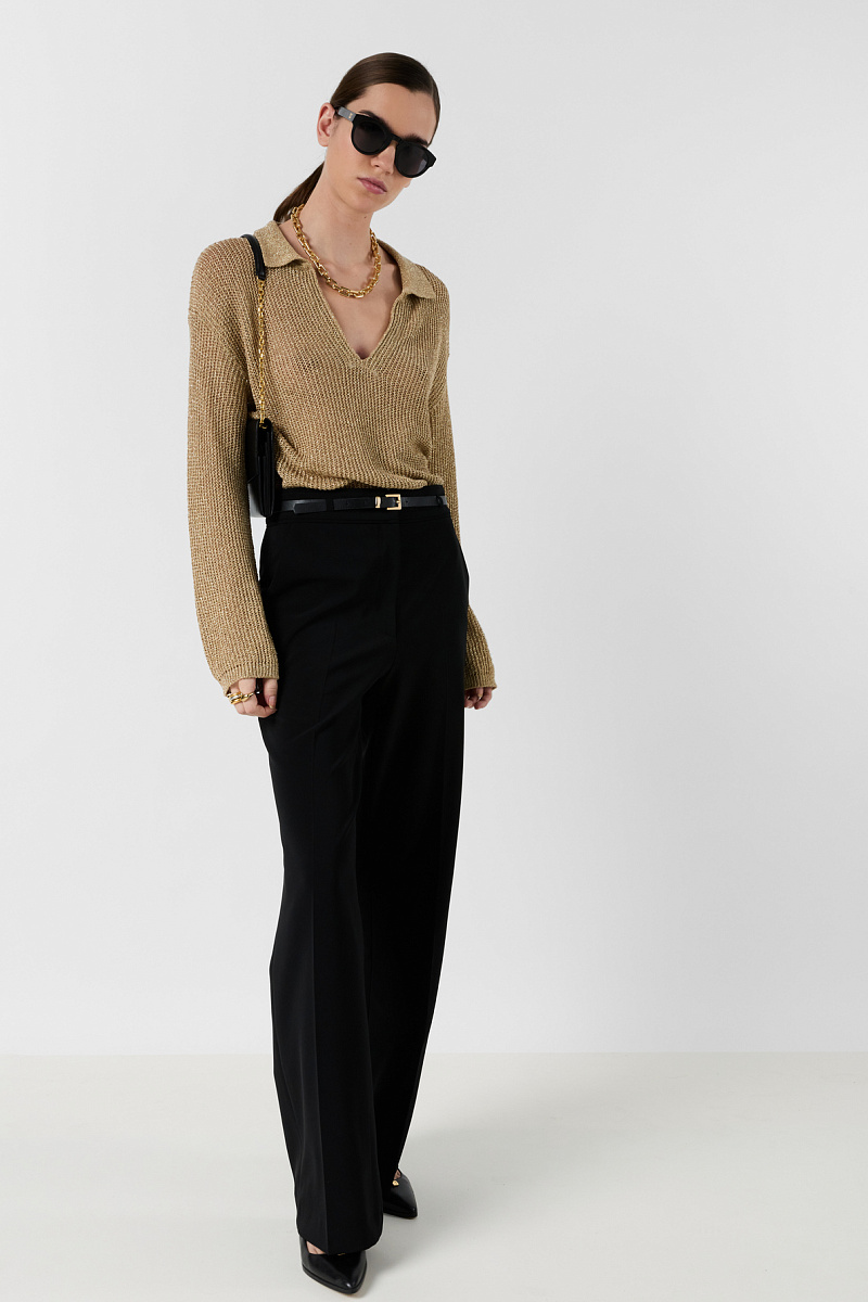 LAILAH - Золотистый вязаный свитер с воротником-поло