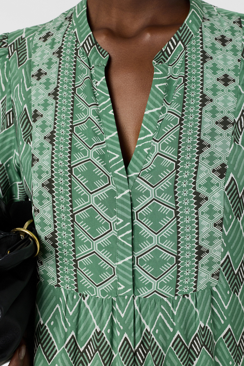 RIHAM - Зеленое платье длины макси с геометрическим принтом