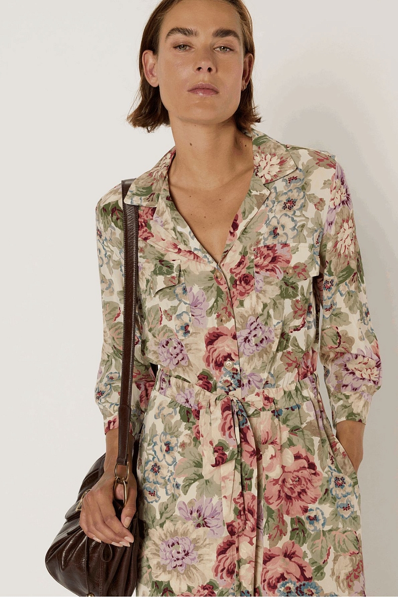 LIAN - Длинное платье-рубашка с цветочным принтом