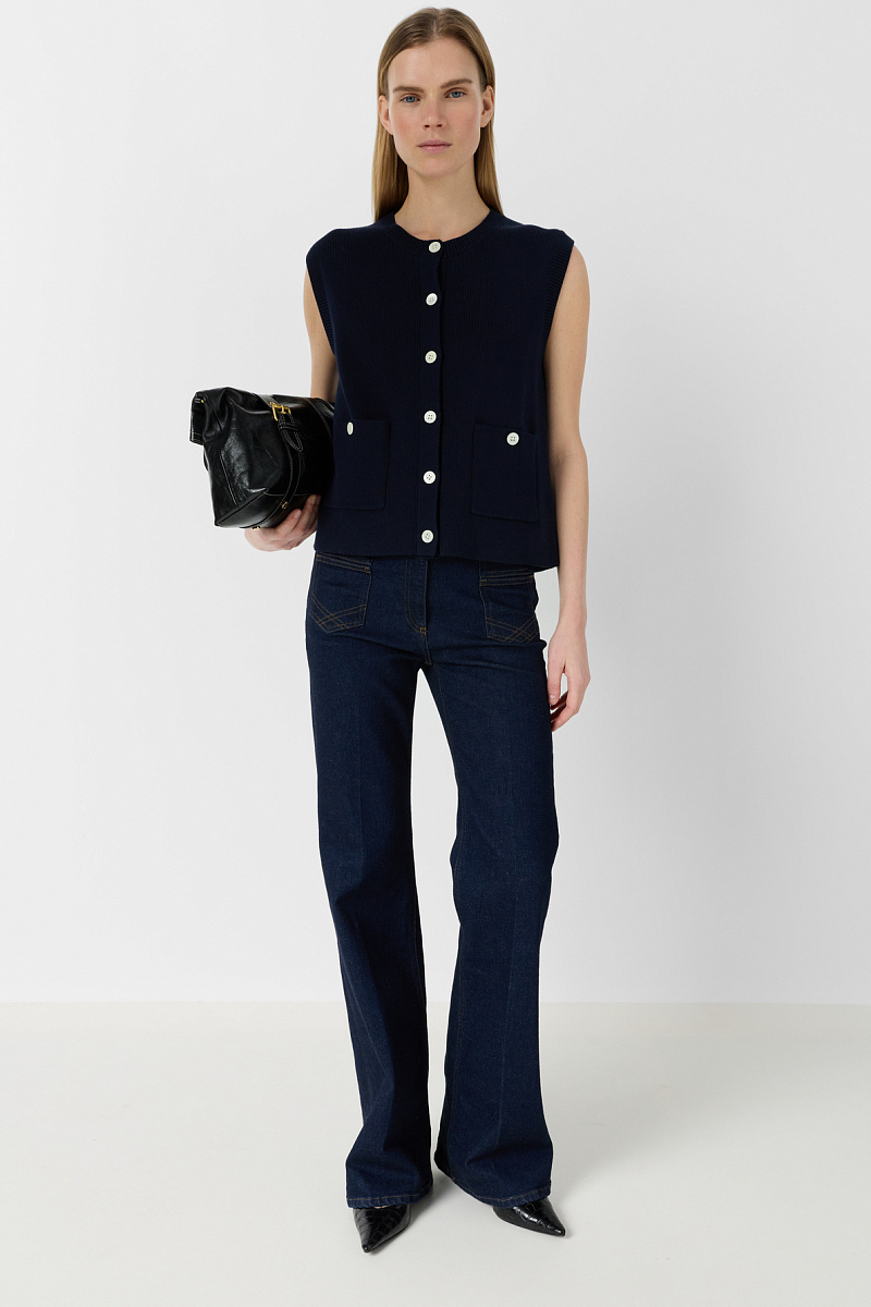 LOUVE - Синий жилет из хлопка без рукавов