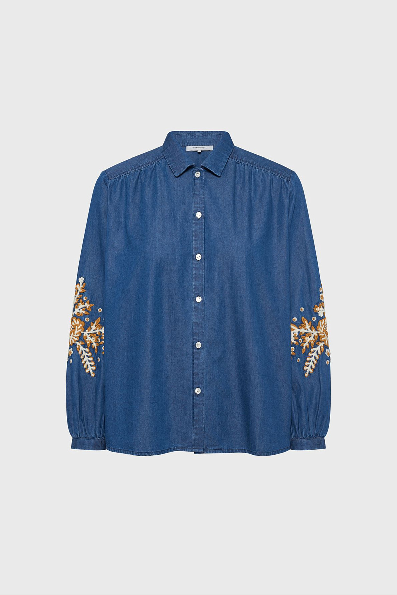 AMELIE - Блуза из денима с вышитым цветочным мотивом