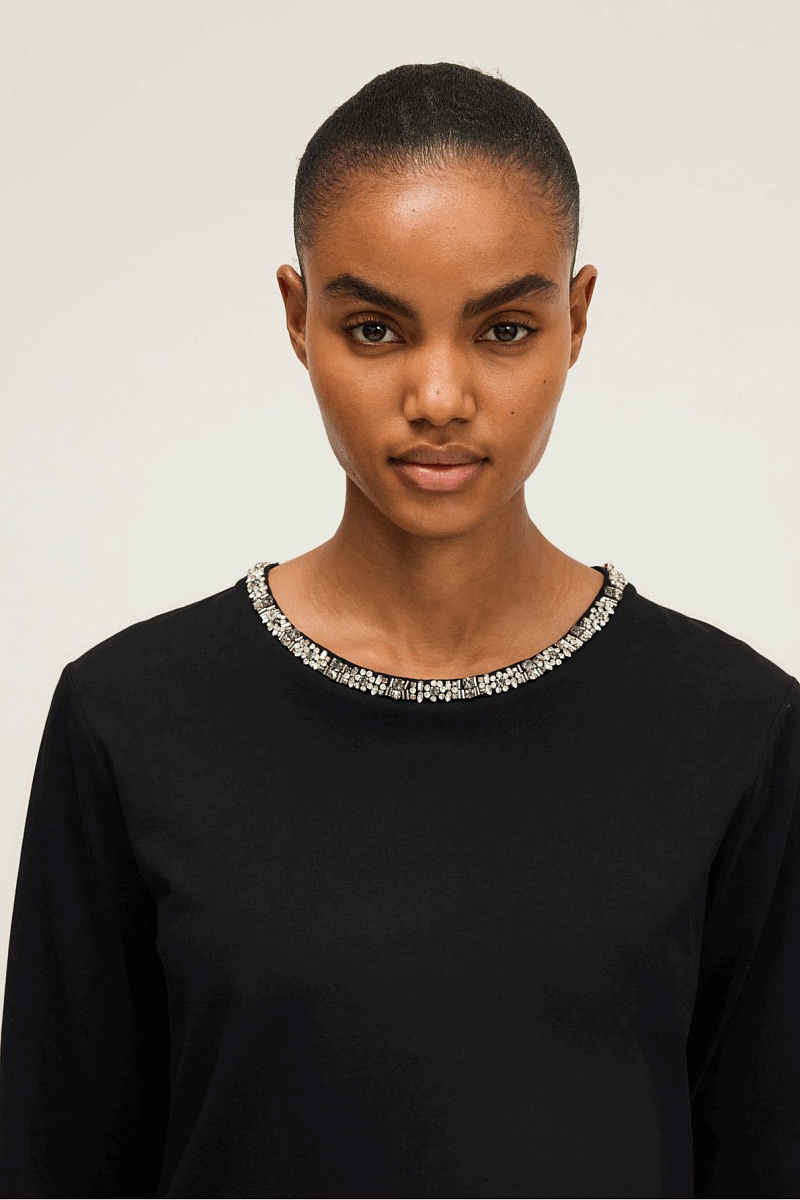 HARRIETTE - Лонгслив из 100%  хлопка со стразами