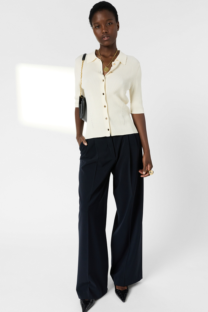 LOUIZA - Белый ребристый жилет с воротником-поло