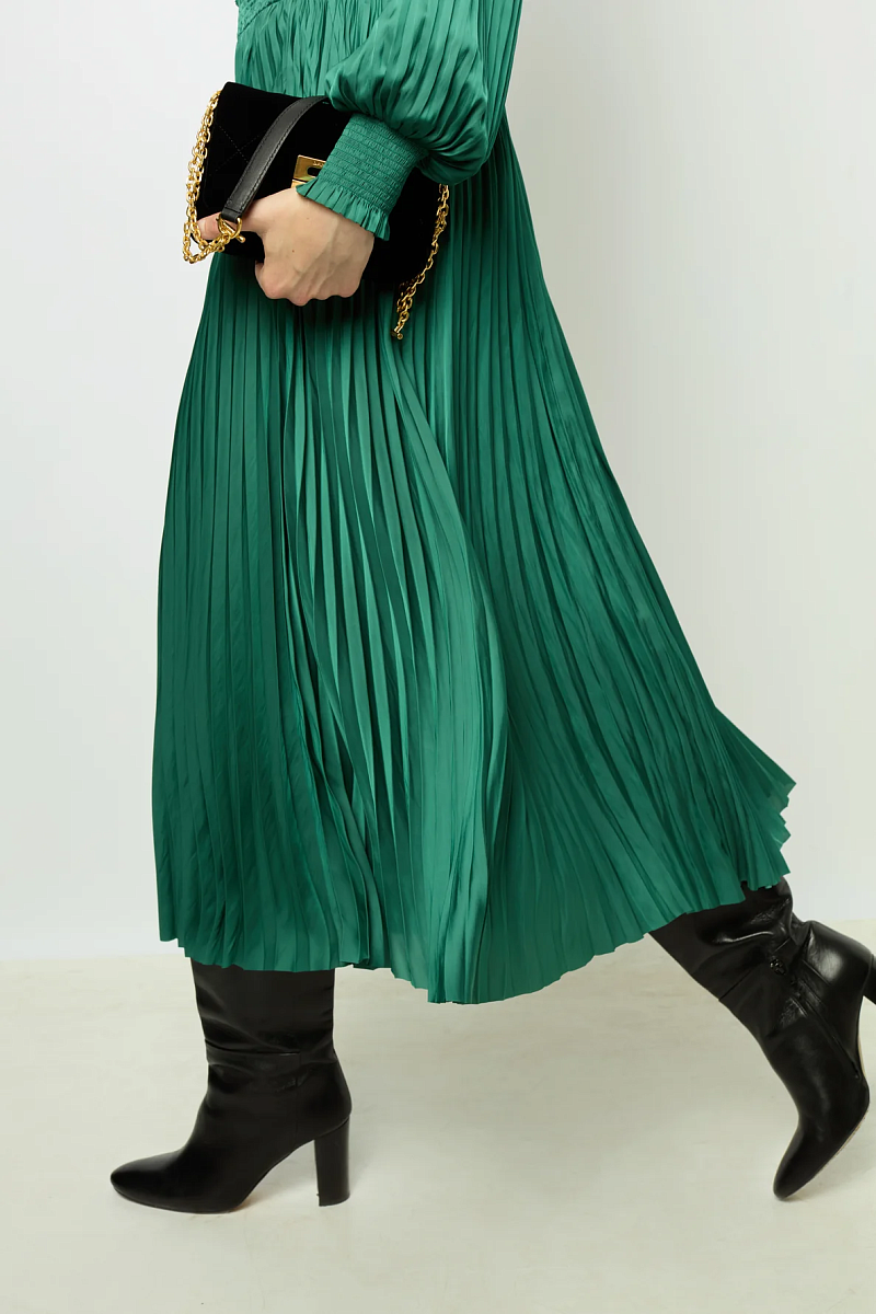 CARRY - Плиссированная юбка-макси из сатина