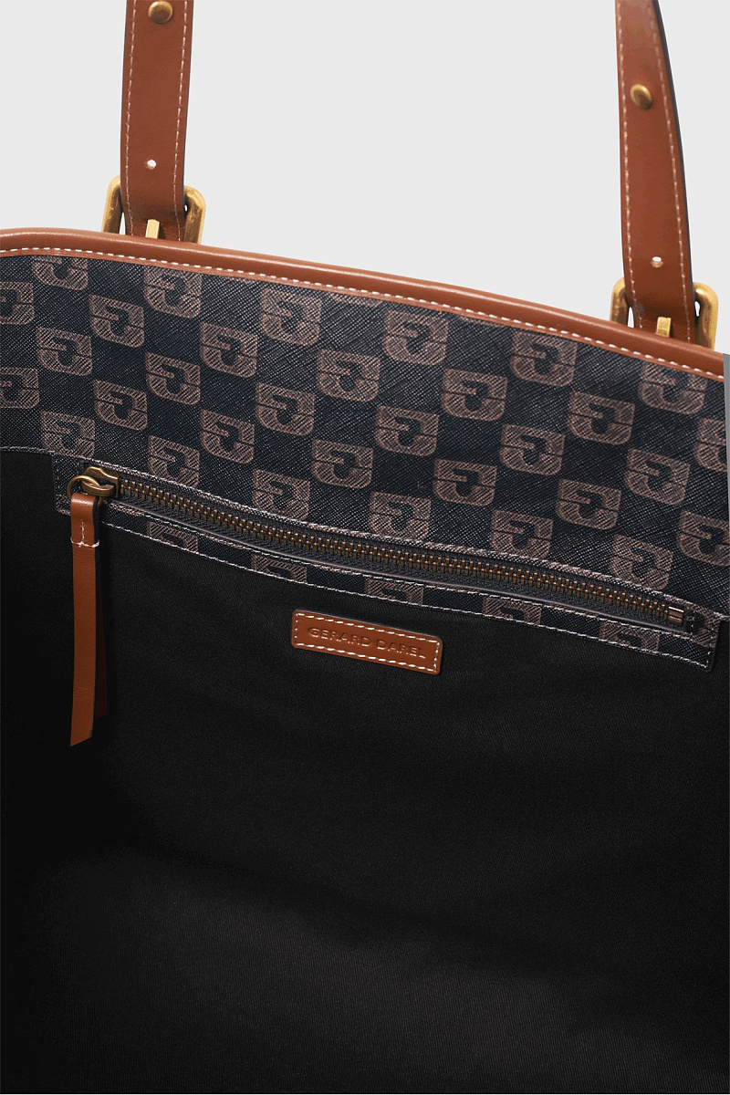 SIMPLE BAG - Тоут из кожи и холщовой ткани с монограммой