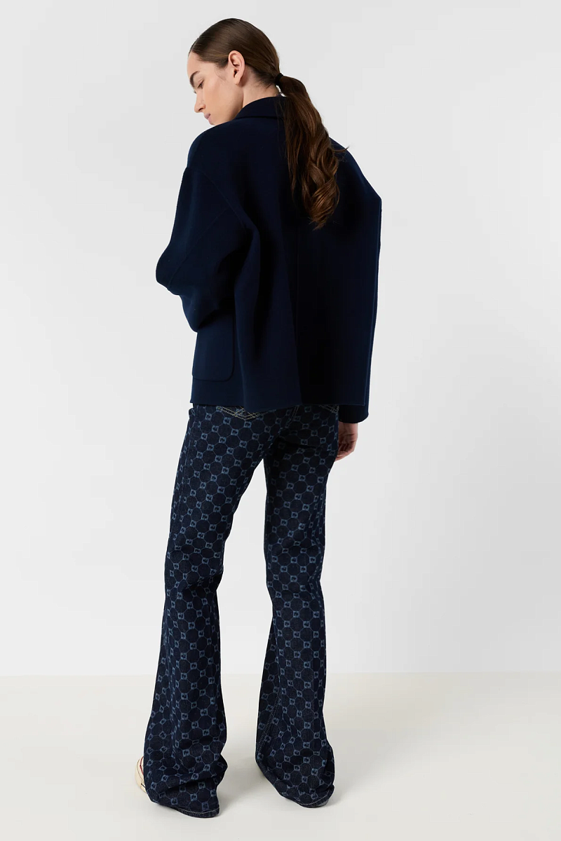 PERRINEA - Синее короткое пальто из двусторонней шерсти